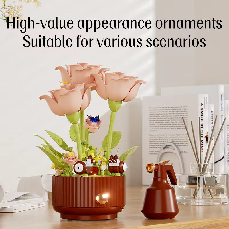 Dynamic Building Block Rose Bouquet 334pcs Electric Creative High-end Gift