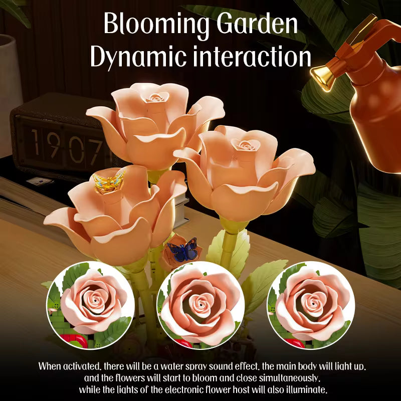 Dynamic Building Block Rose Bouquet 334pcs Electric Creative High-end Gift