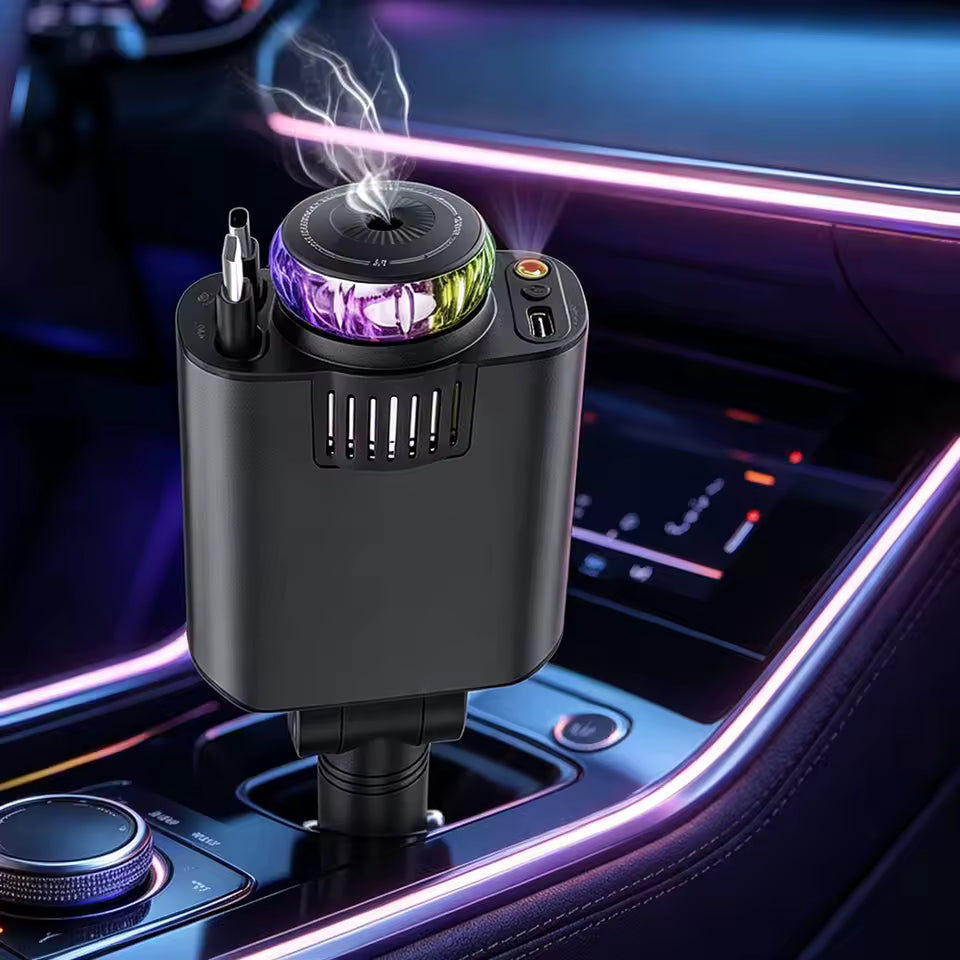 4-in-1 Fast Car Charger with Smart Diffuser & Star Projector