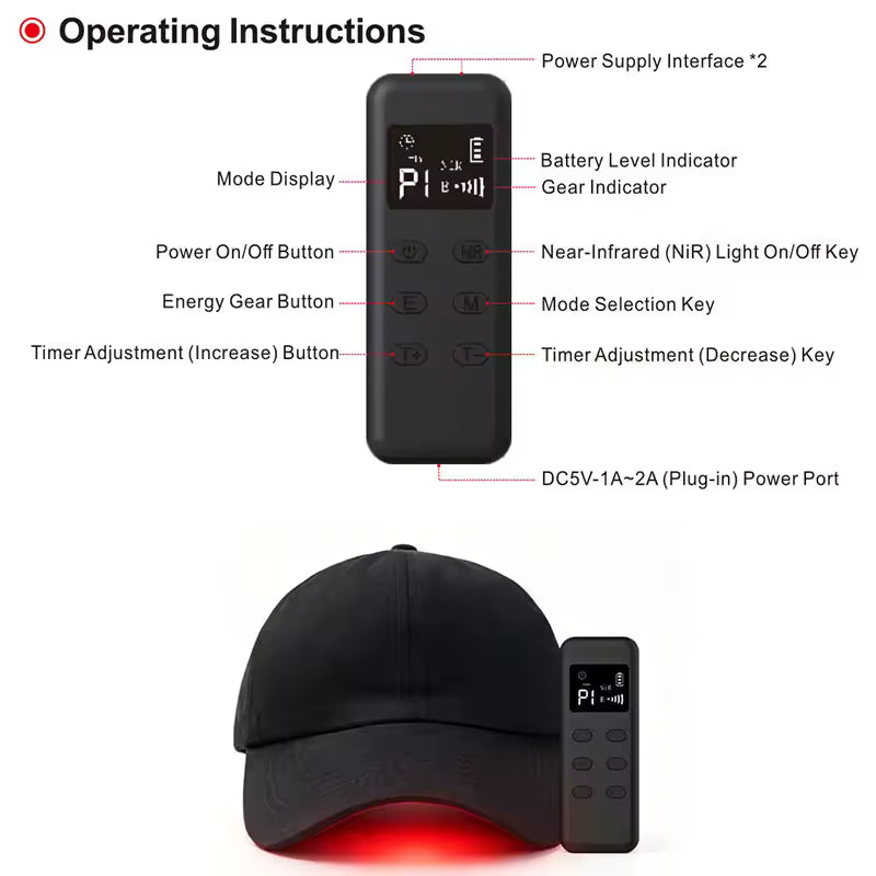 NEW Hair Growth Cap Infrared Therapy 660nm 940nm Red Light AntiHair Loss