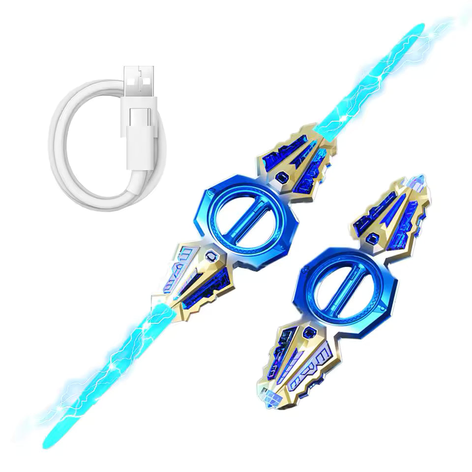 Double-edged Lightsaber Sound Flash Fire Spin LED Light Multi-color Type-c