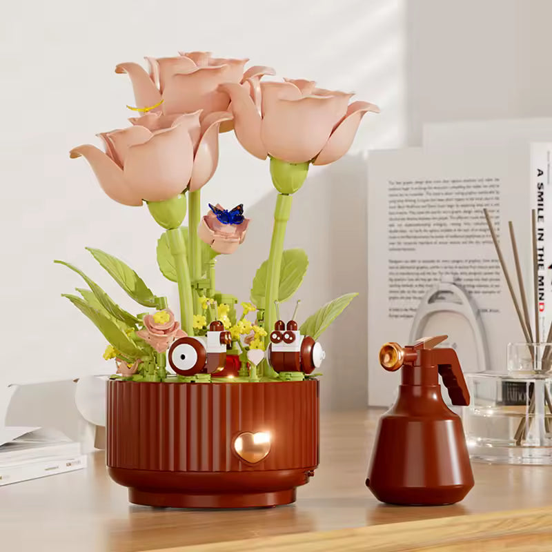 Dynamic Building Block Rose Bouquet 334pcs Electric Creative High-end Gift